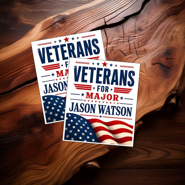 Veterans For Major Jason Watson Patriotic American Flag Sticker
