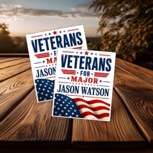 Veterans For Major Jason Watson Patriotic American Flag Sticker