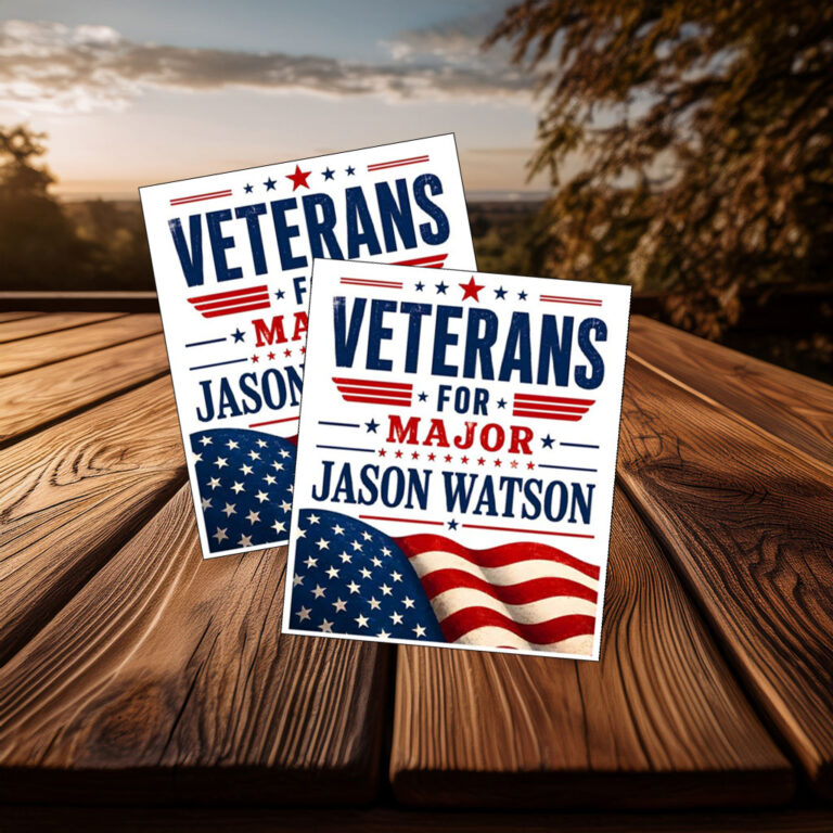 Veterans For Major Jason Watson Patriotic American Flag Sticker