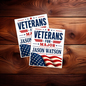 Veterans For Major Jason Watson Patriotic American Flag Sticker