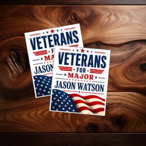 Veterans For Major Jason Watson Patriotic American Flag Sticker