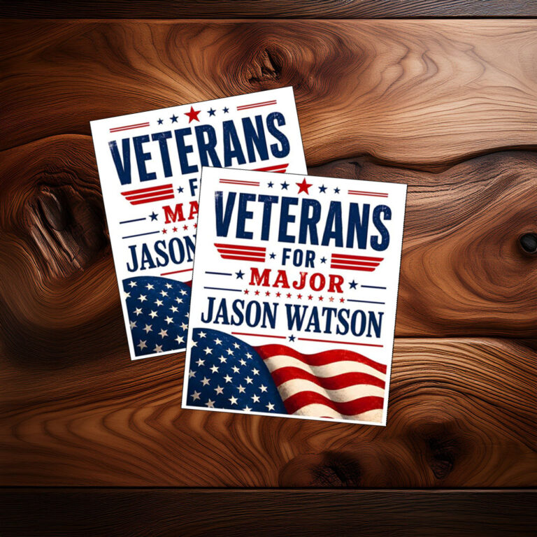 Veterans For Major Jason Watson Patriotic American Flag Sticker