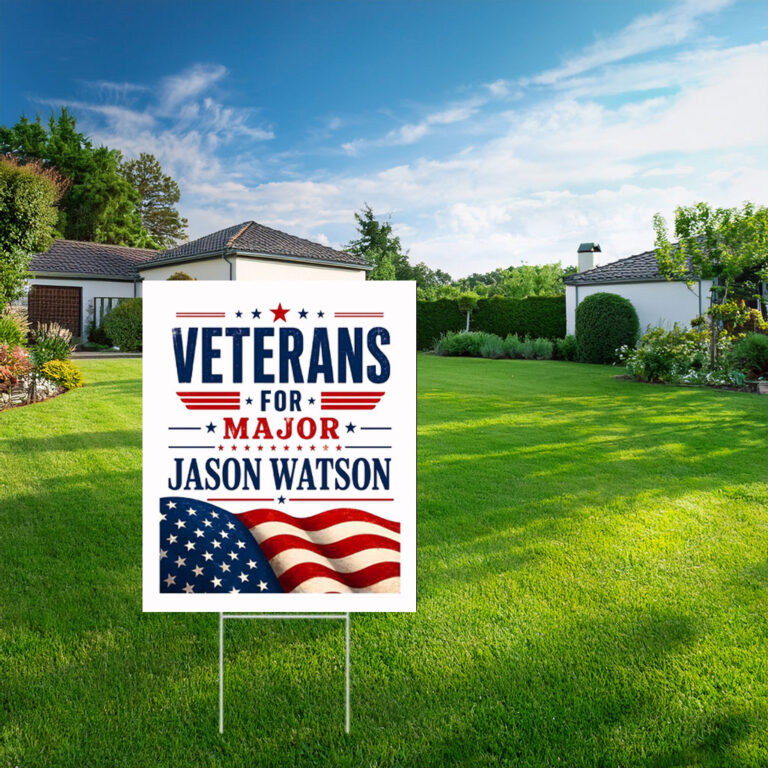 Veterans For Major Jason Watson Patriotic American Flag Yard Sign